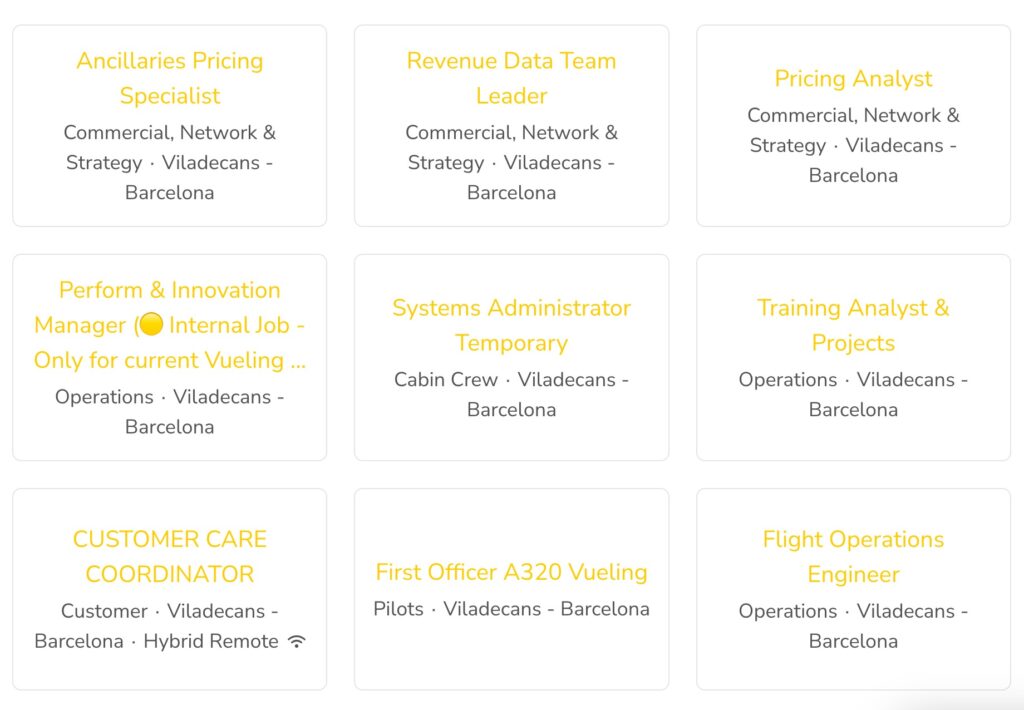 Ofertas de trabajo en Vueling