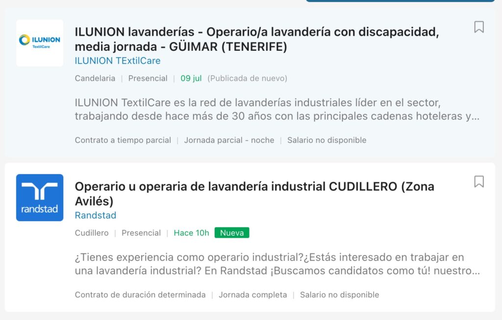 operario lavanderia ofertas