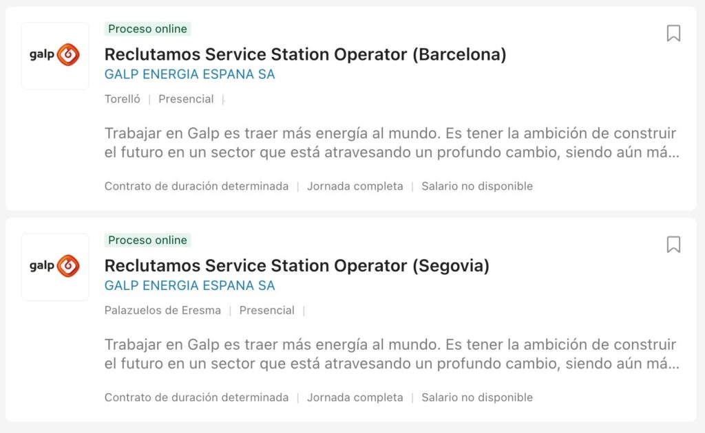 Ofertas de empleo para trabajar en Galp