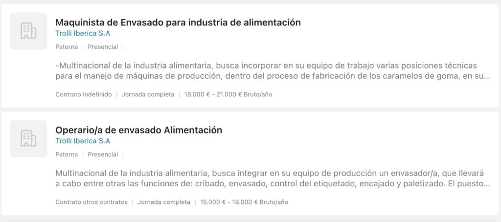 nuevas ofertas trabajar fabrica de gominolas