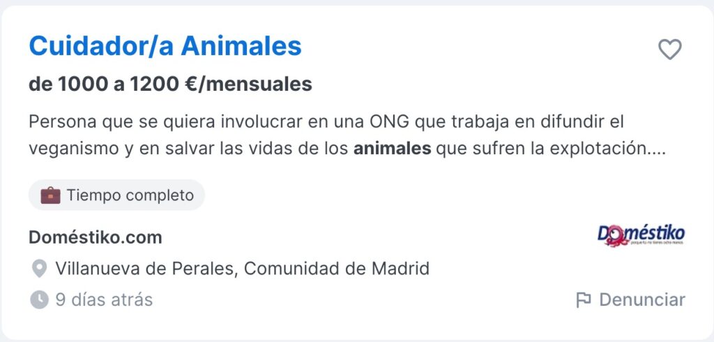 Ofertas de empleo para trabajar en refugio de animales