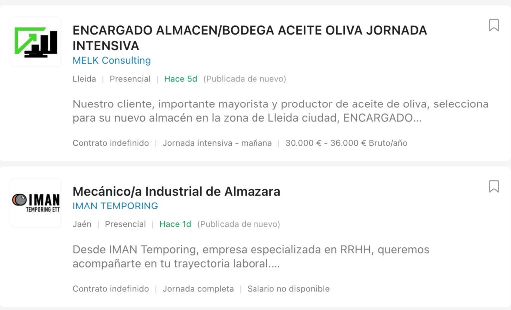 Trabajar en fábricas de aceite de oliva