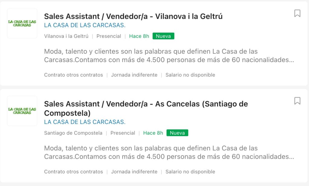 Ofertas de trabajo en La Casa de las Carcasas para Navidad