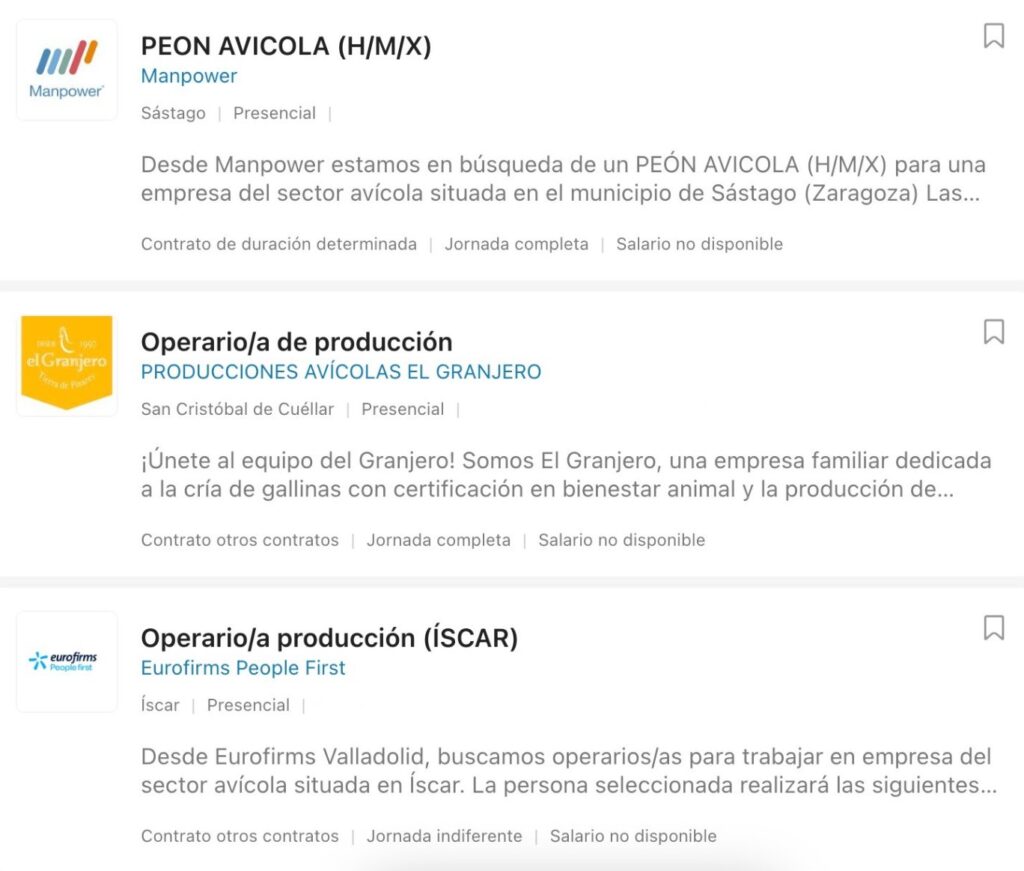 Ofertas para trabajar en planta de producción de huevos