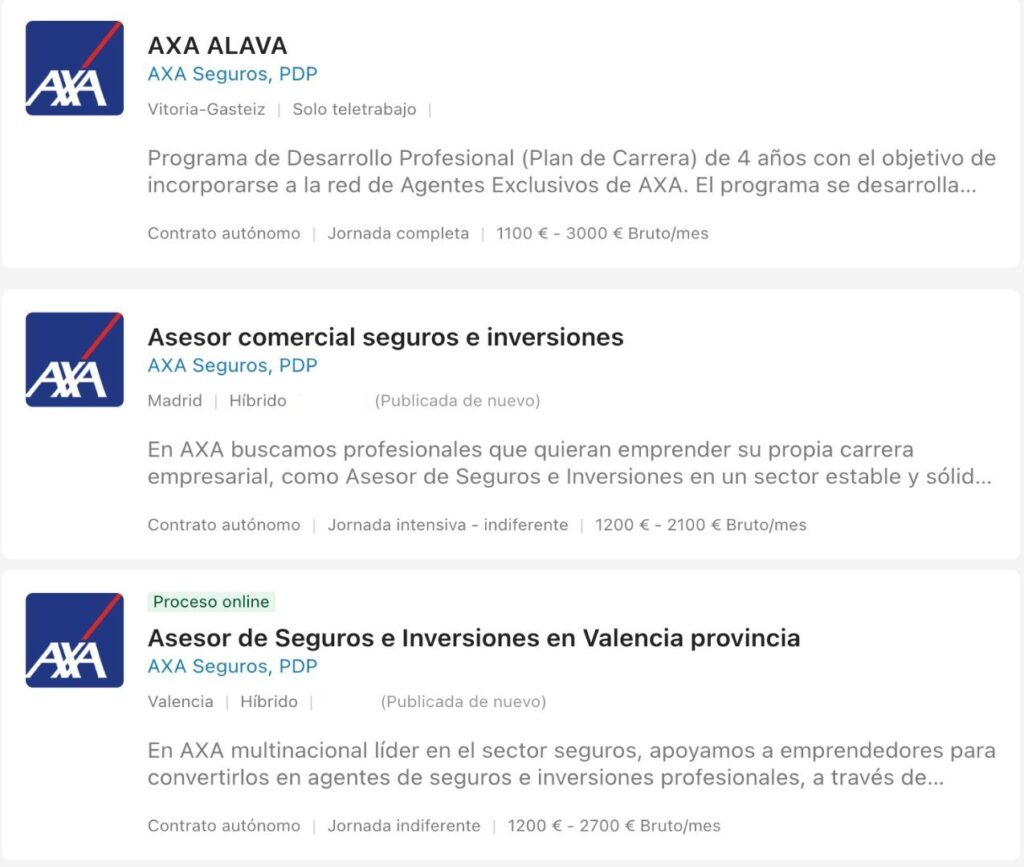 Ofertas de empleo para trabajar en AXA