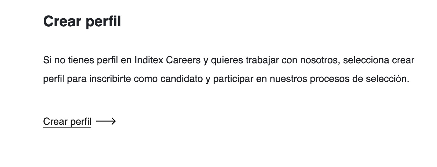 perfil Inditex Careers inscribirte