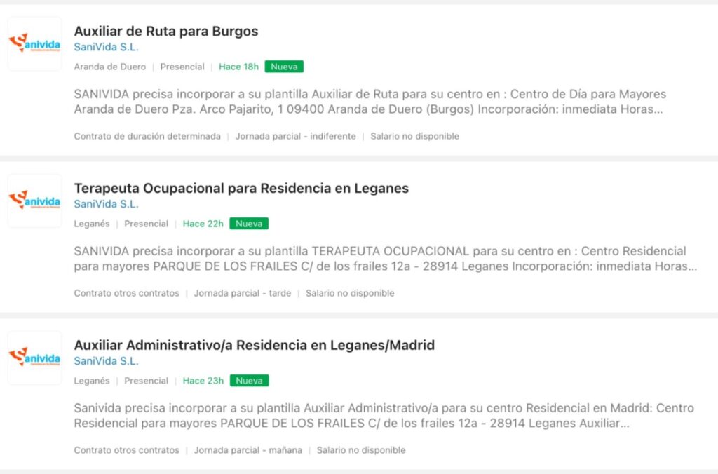 SaniVida ofertas de empleo