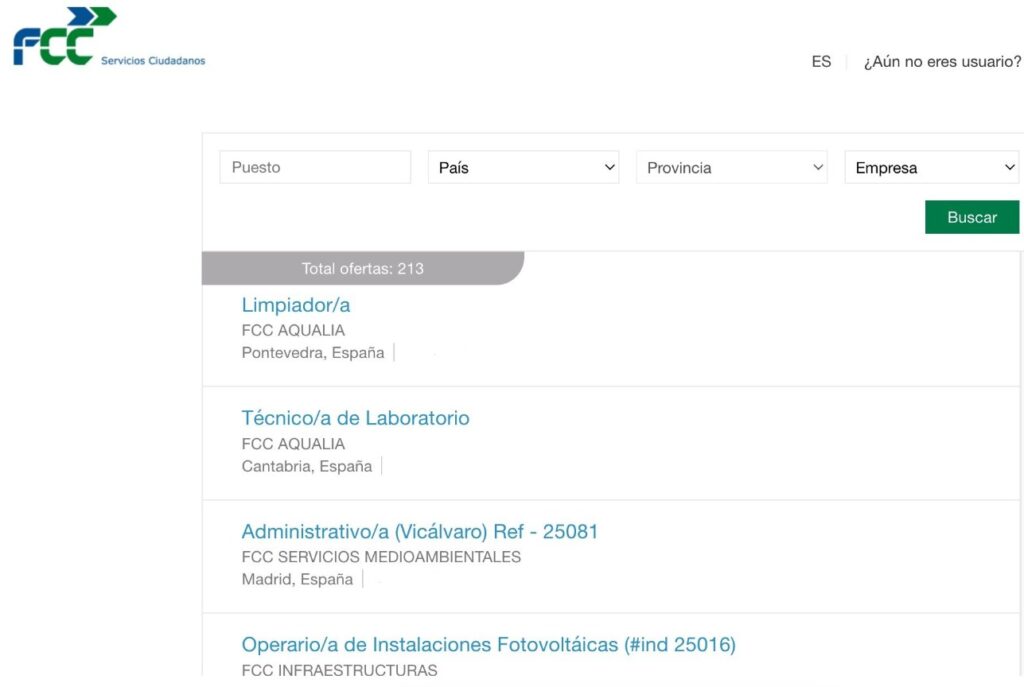 Cómo enviar currículum a Grupo FCC