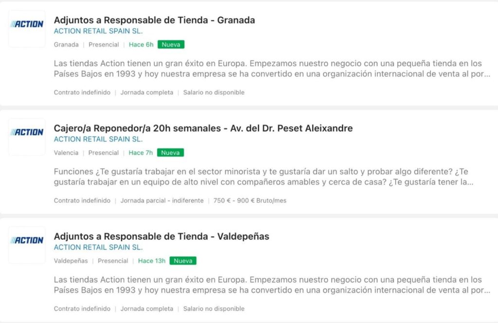 Las mejores ofertas de empleo para trabajar en Action