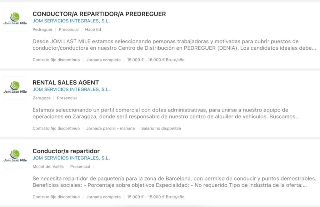Ofertas de empleo en JOM Last Mile
