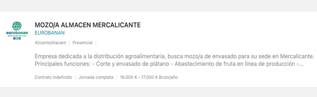 Ofertas de empleo en Eurobanan