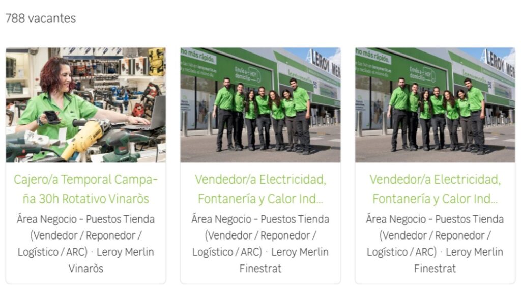 Se necesita personal para refuerzo de trabajo en Leroy Merlin para verano