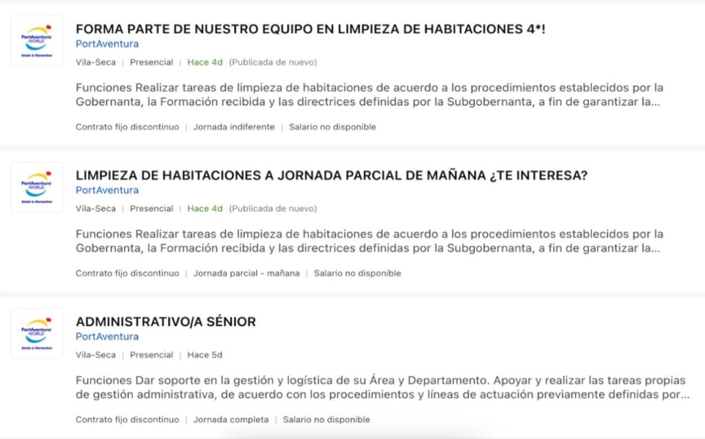 PortAventura selecciona personal para trabajar en el parque temático