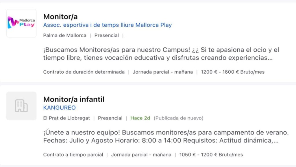Se buscan monitores de campamentos de verano con sueldos de 1.500 euros
