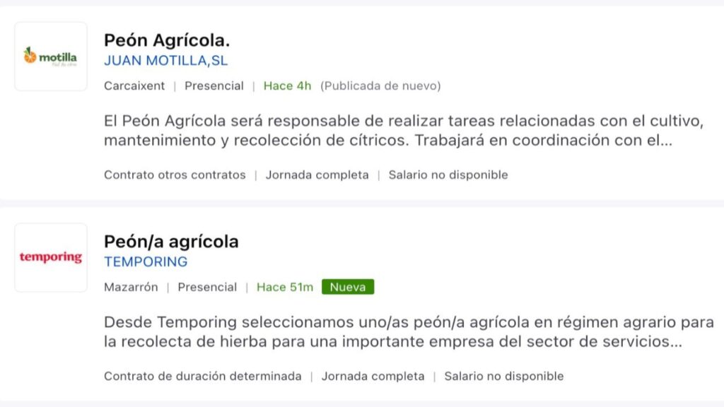 Se necesitan personas para trabajar en el sector agrícola