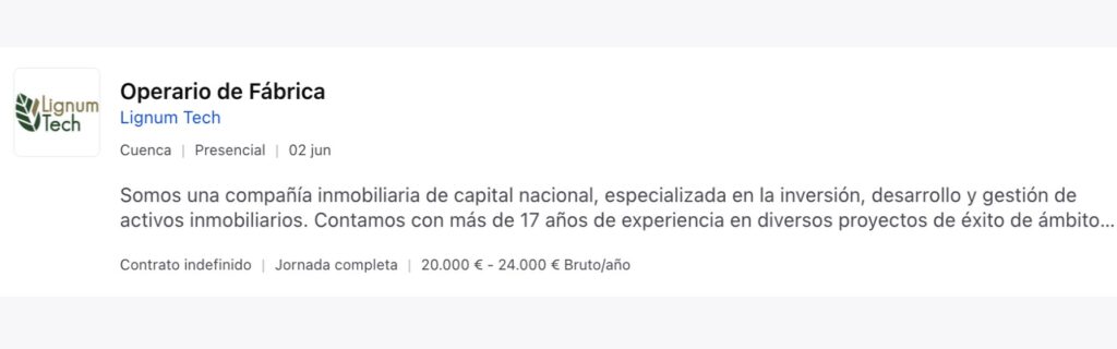 Apúntate a las ofertas de empleo para trabajar en Lignum Tech