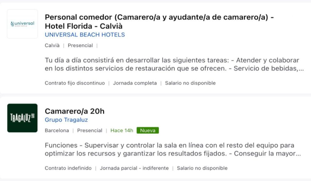 Se buscan camareros para trabajar en hostelería, envía tu CV y empieza a trabajar