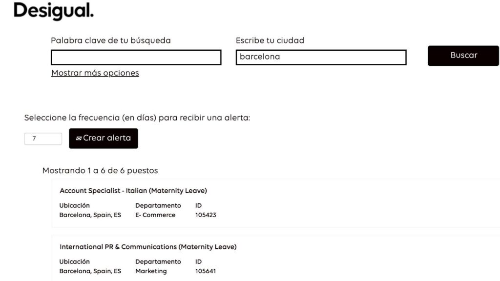 Dónde ver las ofertas para trabajar en Desigual
