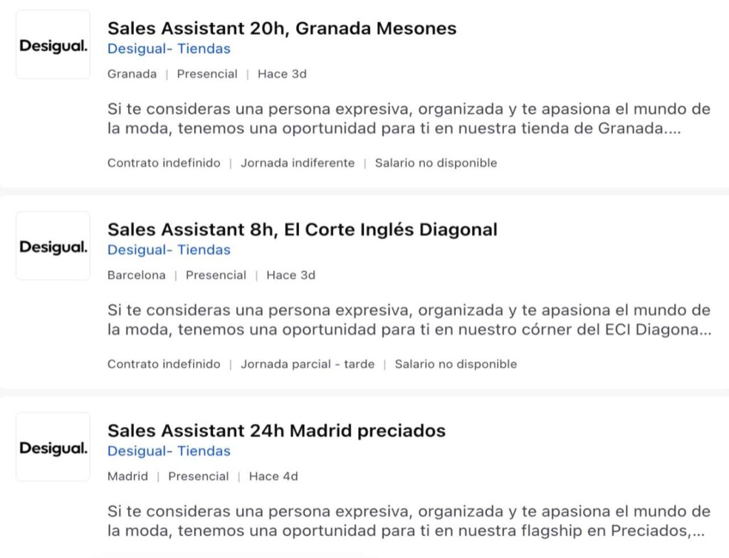 Ofertas para trabajar en Desigual