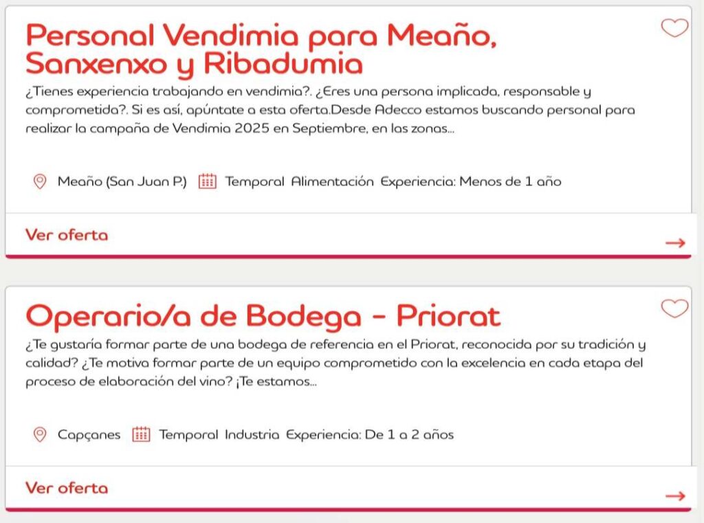 Se necesita personal para trabajar en la vendimia en Vilafranca del Penedès