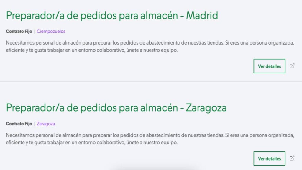 Mercadona publica vacantes de preparador/a de pedidos con contrato indefinido