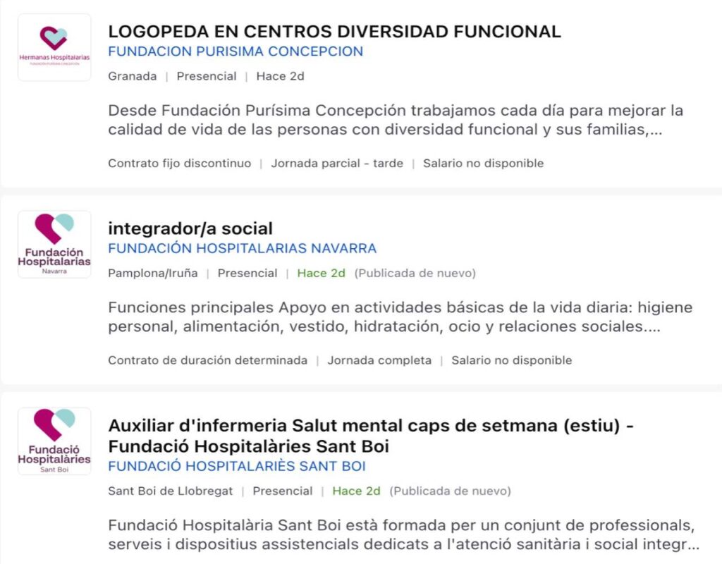 Cómo trabajar en los centros de las Hermanas Hospitalaria