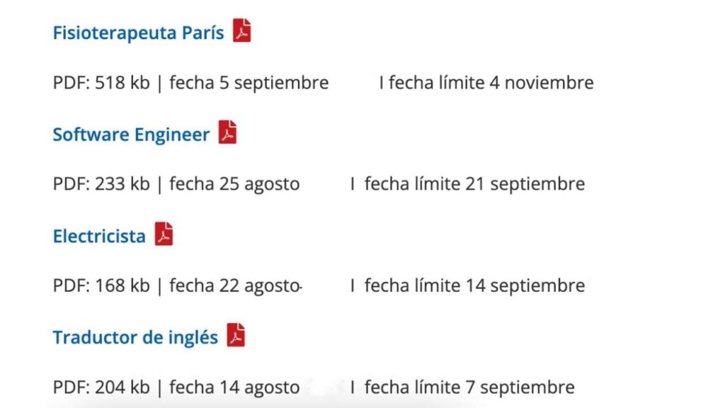 Ofertas de empleo del SEPE para trabajar en Francia