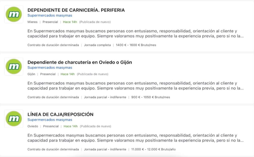 Publicadas nuevas Ofertas de empleo en supermercados Masymas