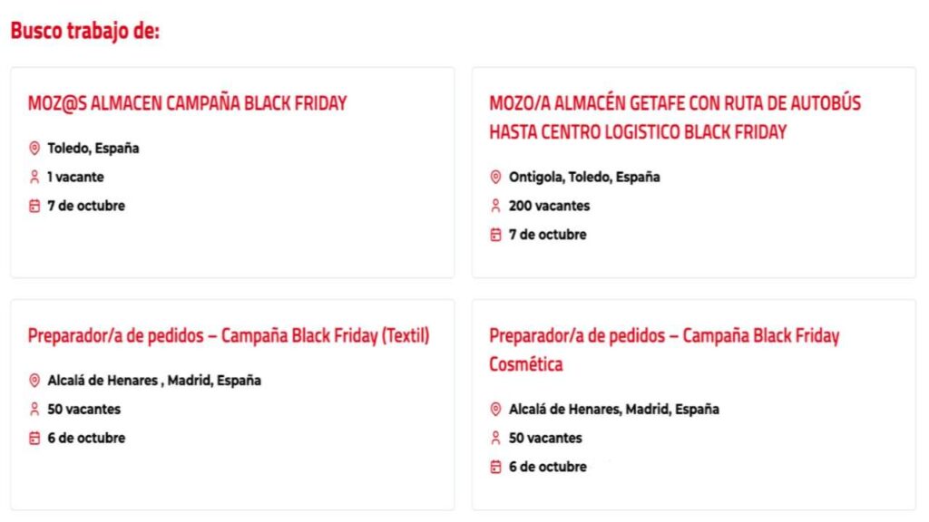 Synergie ofrece empleo temporal en empresas de logística para el Black Friday