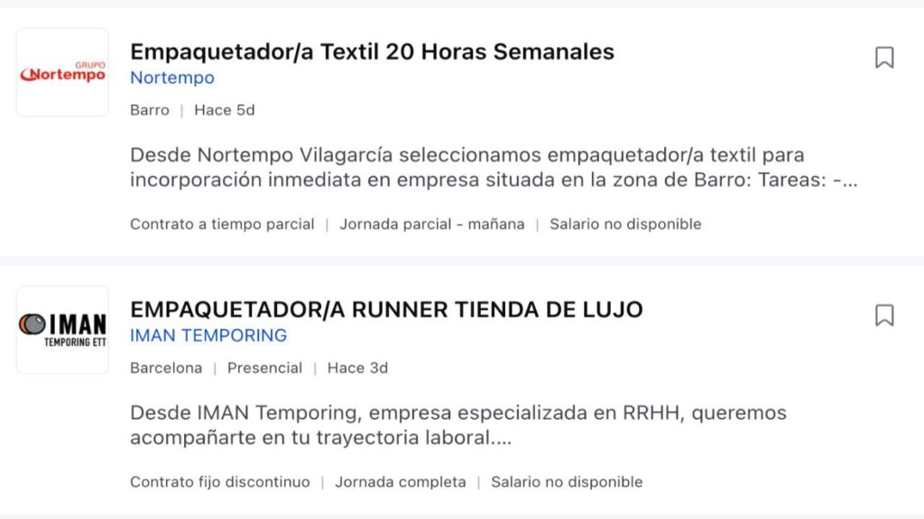Se necesitan empaquetadores textiles para el Black Friday