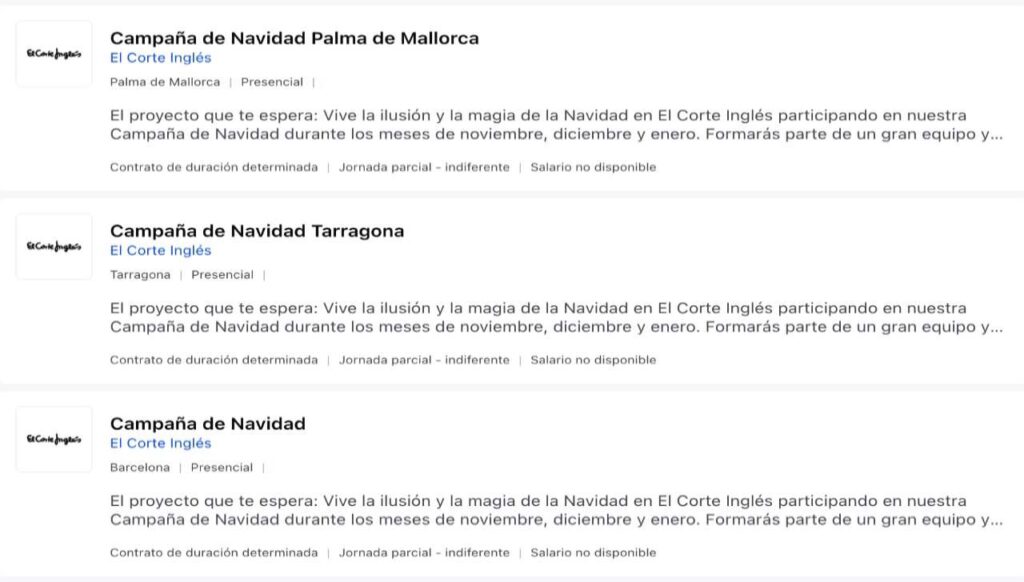 El Corte Inglés inicia la contratación para trabajar en la campaña de Navidad