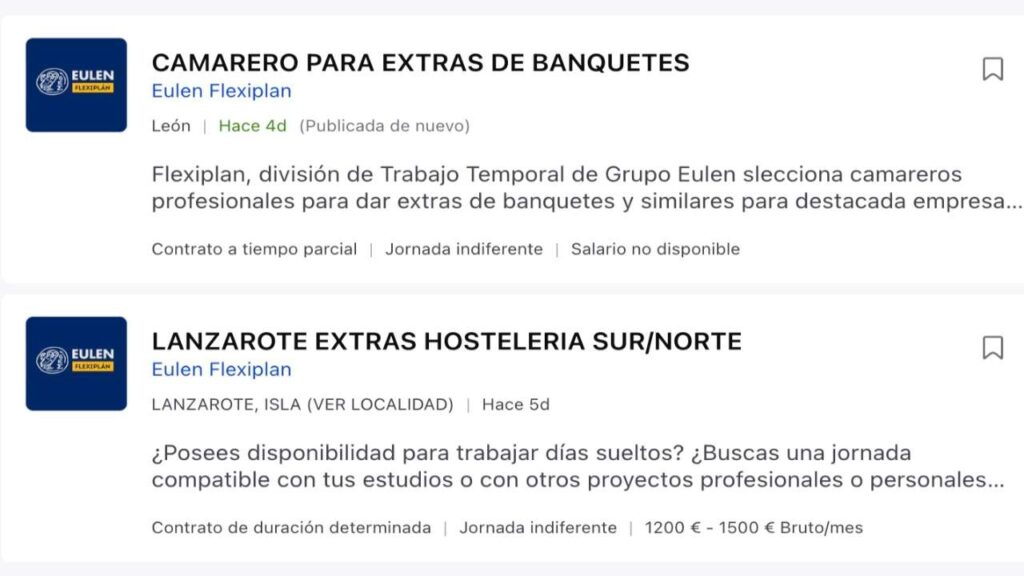 EULEN busca camareros, cocineros y ayudantes de cocina