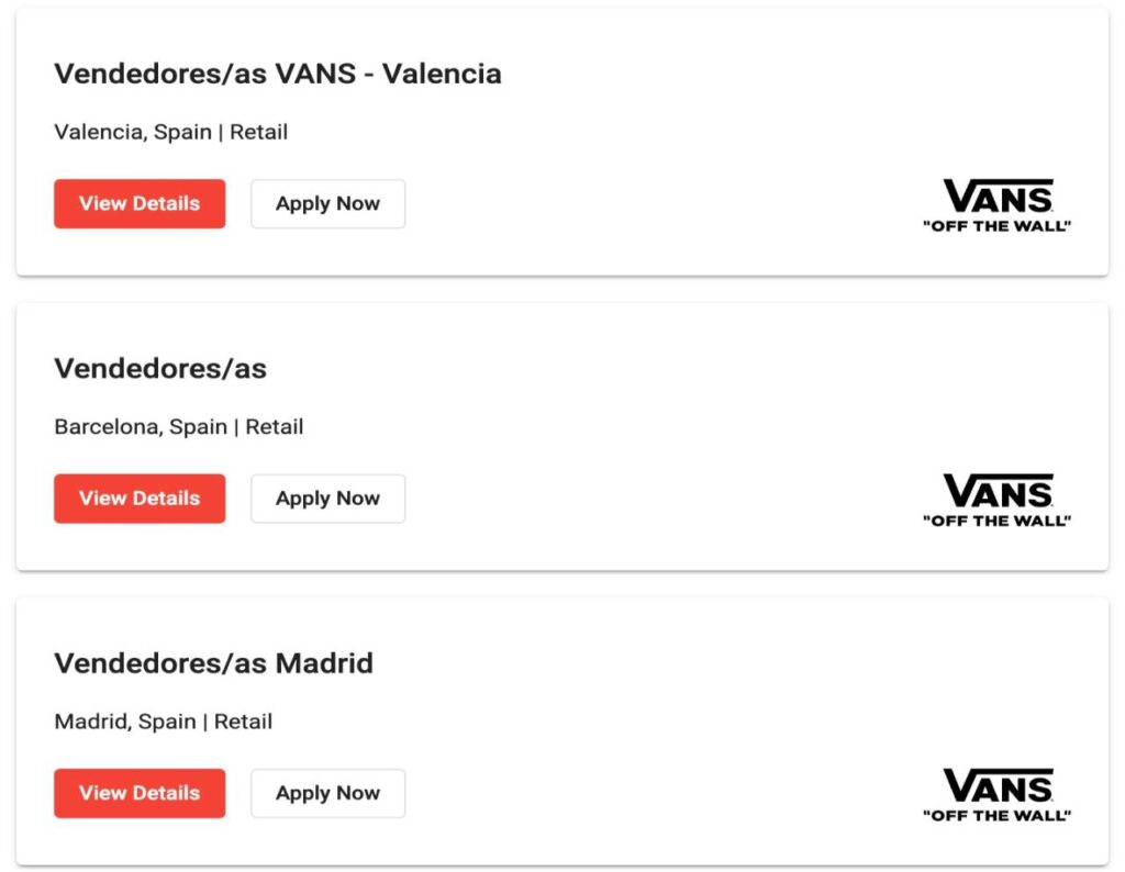 Dónde publican las ofertas de Vans