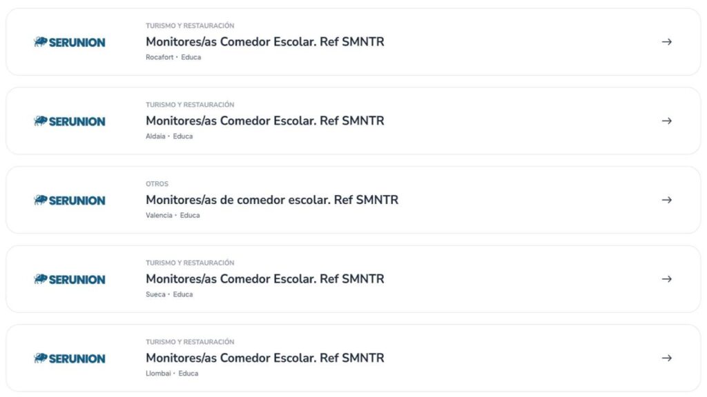 Serunion ofrece plazas para trabajar como monitor de comedor escolar en toda España
