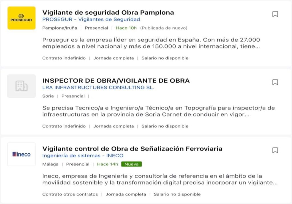 Consigue empleo de vigilante de obra, accede a las ofertas y envía tu CV