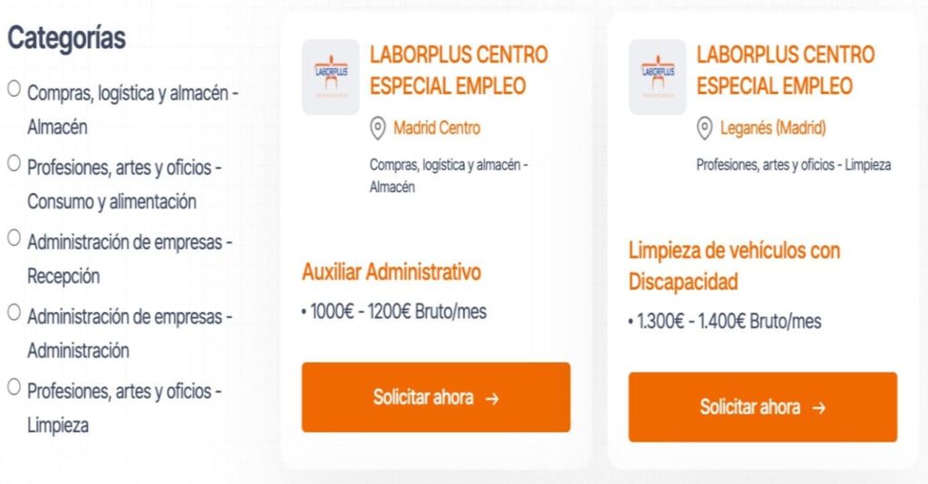 Ofertas de empleo en Laborplus para personas con discapacidad