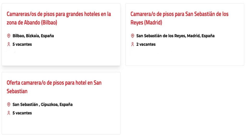 Se buscan camareros de pisos para trabajar en hoteles de Madrid