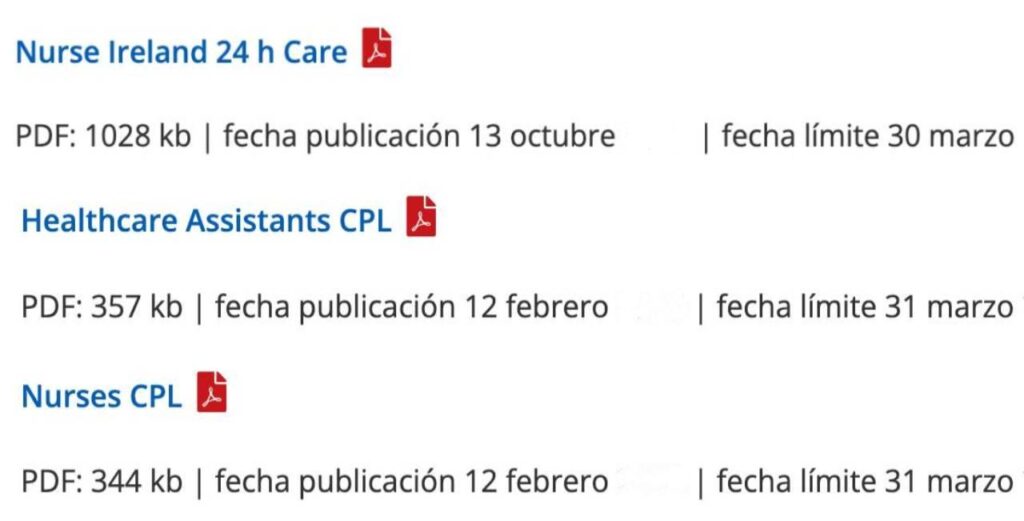 Ofertas de empleo de SEPE y EURES para enfermeros en Irlanda