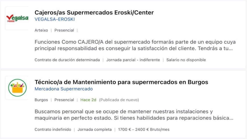 Ofertas de empleo en empresas en el sector de la alimentación