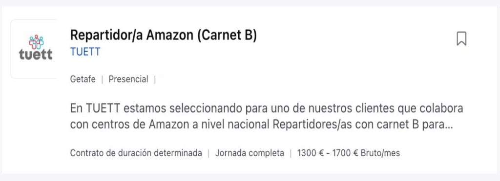 trabaja repartiendo paquetes para Amazon