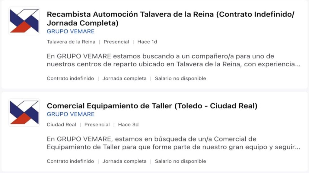 Grupo Vemare publica ofertas de empleo para trabajar en el sector de automoción, envía tu CV
