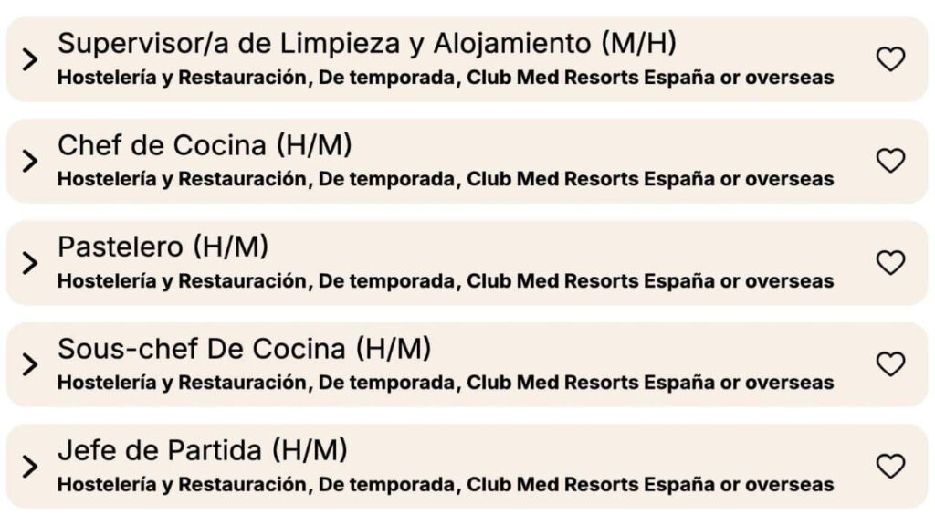 Ofertas para trabajar en Hotel Club Med Magna de Marbella