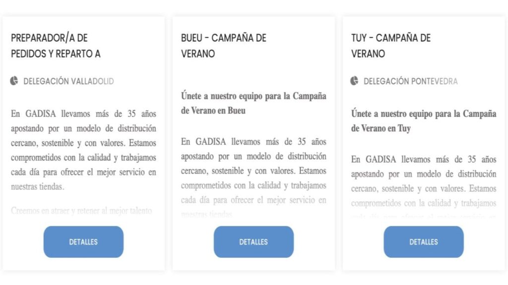 Ofertas de empleo en supermercados de Gadis