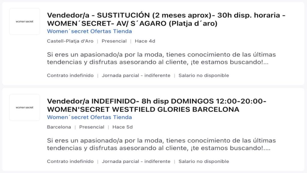 Dónde ver las vacantes disponibles en Women Secret