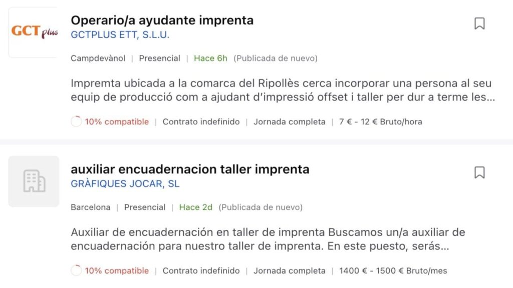 Ofertas para trabajar en imprenta